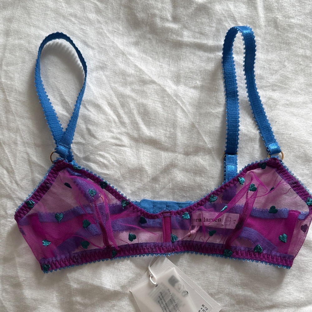 Shear Purple and Blue Embroidered Wireless Bralette Size 4